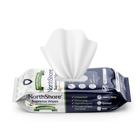 Northshore Supreme Heavy-Duty Quilted Wipes, Unscented and Alcohol-free, X-Large, 9x13", 12PK 1950